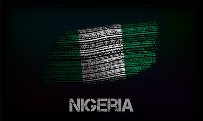 Flag of the Nigeria. Vector illustration in grunge style with cracks and abrasions. Good image for print