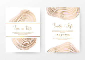 Agate geode gemstone wedding card with gold natural stone texture. - obrazy, fototapety, plakaty