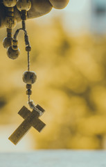 Fototapeta na wymiar beautiful photo of a cross in air with yellow background