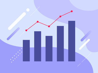 Vector object illustration for business. Bar graph and line graph.