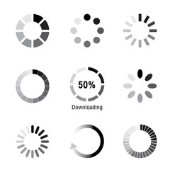 Download file and Loading icon set for website or application. Vector illustration