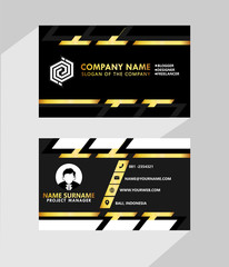 Naklejka premium Business name card luxury with modern black white gold 