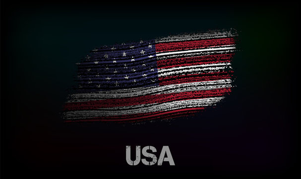 Flag of the USA. Vector illustration in grunge style with cracks and abrasions. Good image for print