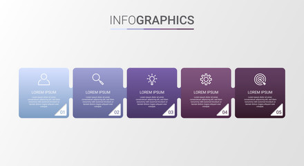 Fototapeta na wymiar Business data visualization, infographic template with 5 steps on gray background, vector illustration