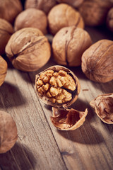Walnuts on a white board
