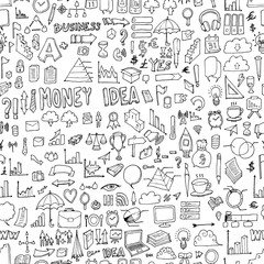 Business doodle background seamless pattern. Drawing vector illustration hand drawn eps10