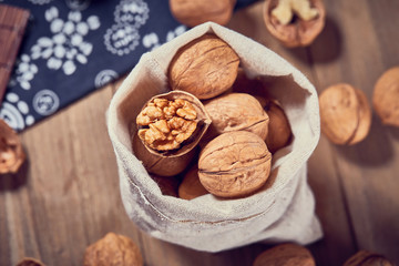 Walnuts on a white board