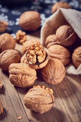 Walnuts on a white board