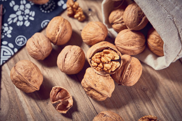 Walnuts on a white board