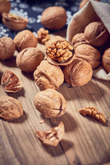 Walnuts on a white board
