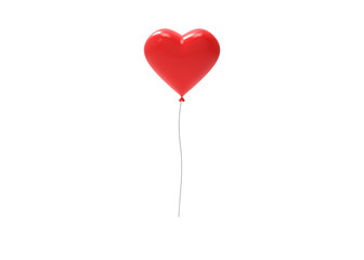 Fototapeta na wymiar Red heart shaped balloon. Isolated on white. Clipping path. 3D Rendering.