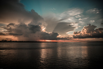 sunset over the amazon