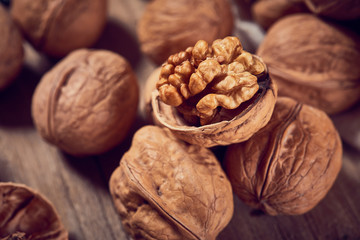 Walnuts on a white board