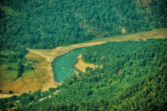 Drone shot of River tista