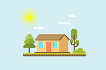 simple home illustration style concept flat design