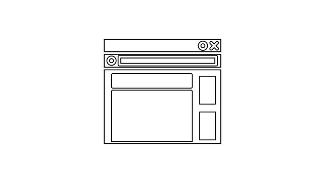 Black line Website template icon isolated on white background. Internet communication protocol. 4K Video motion graphic animation