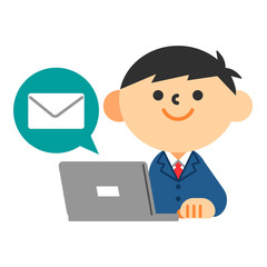 学生　男の子　制服　パソコン　インターネット　メール