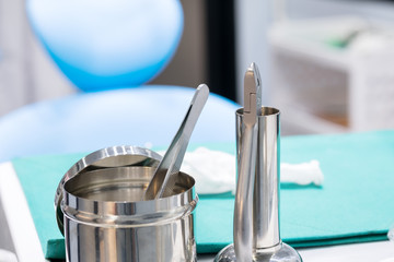 Dental tools use for dentist in the office or clinic.