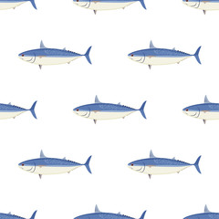 Tuna Fish. Mackerel Tuna. Colored Vector Patterns