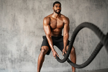 Fototapeta na wymiar Battle ropes exercise