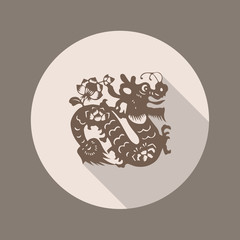 Ancient Chinese Dragon Icon, Flat Design