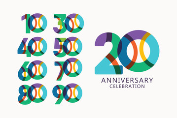 20 Years Anniversary Celebration Logo Vector Template Design Illustration