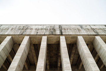 Bottom view of columns of the Propylaea at the National Monument to the Flag of Rosario, Argentina