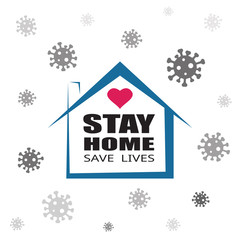 Naklejka na ściany i meble Stay at home coronavirus defensive campaign or measure. Stay home stay safe slogan vector logo isolated on white background.