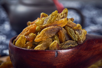 Dried raisins in a container