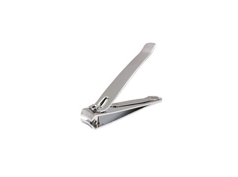 Stainless Steel Finger And Toe Nail Clippers Isolated On White Background. Single New Nail Clipper Without Shadow