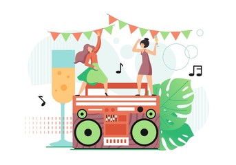 Naklejka premium Disco party, vector flat style design illustration
