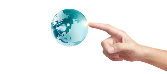 Globe ,earth in hand, holding our planet glowing. Earth image provided by Nasa