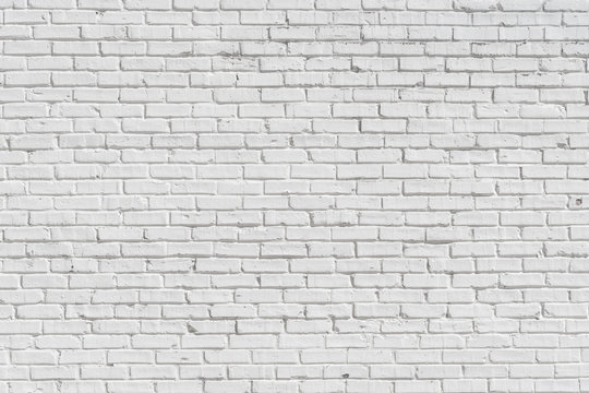 Old Brick painted white wall, can be used for texture or background