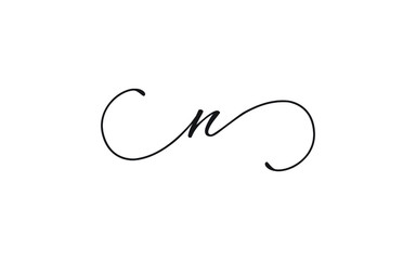 n Lowercase Letter Cursive Icon or Logo design, Vector Template