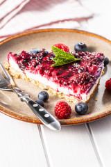 Sweet berry cake. Pie with blueberries and raspberries.