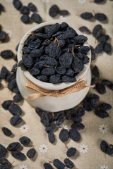 Dried raisins in a container