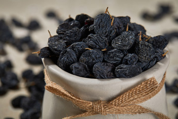 Dried raisins in a container