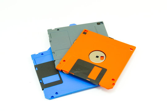 A floppy disk , also called a floppy, diskette isolated white background