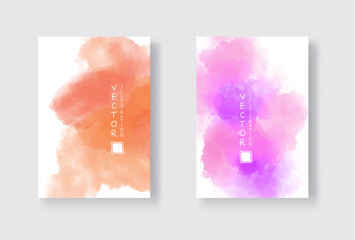 Set of bright colorful vector watercolor background