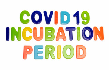 Text COVID-19 INCUBATION PERIOD on a white.