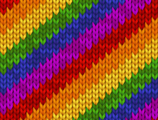 Fototapeta na wymiar Realistic knitted vector illustration. Rainbow texture, symbol of gay, lesbian, bisexual, transgender and LGBT community. Flag of pride. Seamless pattern for background, wallpaper, print, design.
