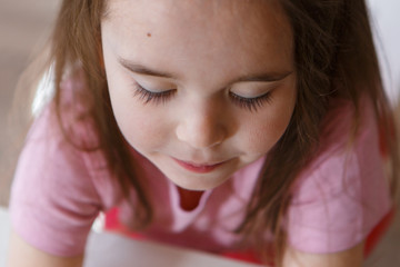 portrait of a woman in profile. The face is covered with hair. The concept of skin care, natural...