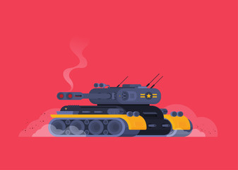 Flat vector modern tank isolated on bright background