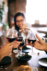 Friends clinking glasses