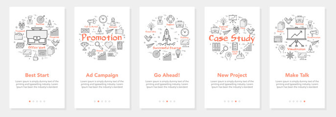 Vector five vertical banners - promotion, case study