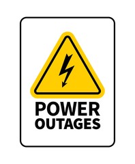 Power outages vector logo or sign isolated on white background. Sign of lightning in triangular shape