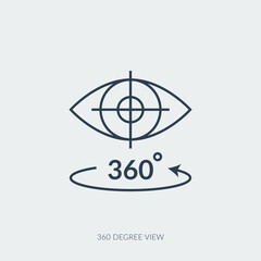 Vector outline icon of virtual reality technology - 360 degree view