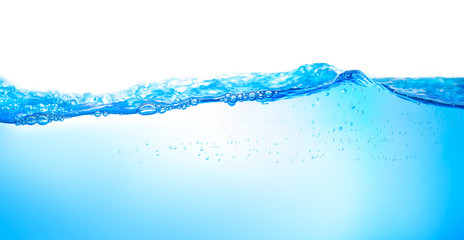 Blue water wave with bubbles for background