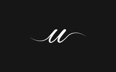 u Lowercase Letter Cursive Icon or Logo design, Vector Template