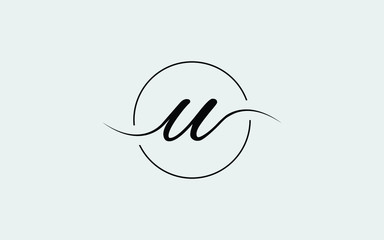 u Lowercase Letter Cursive Icon or Logo design, Vector Template
